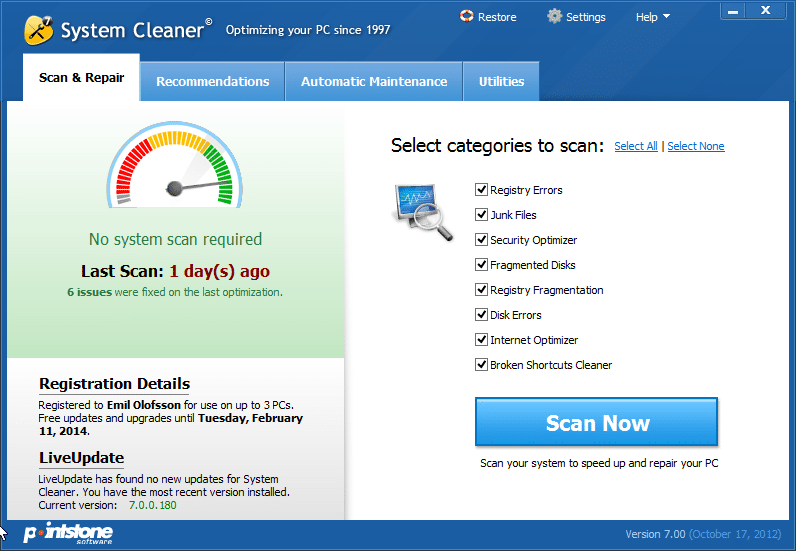 System Cleaner Screenshot