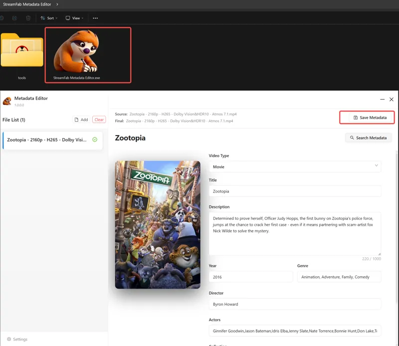 StreamFab Metadata Editor screenshot StreamFab Metadata Editor screenshot